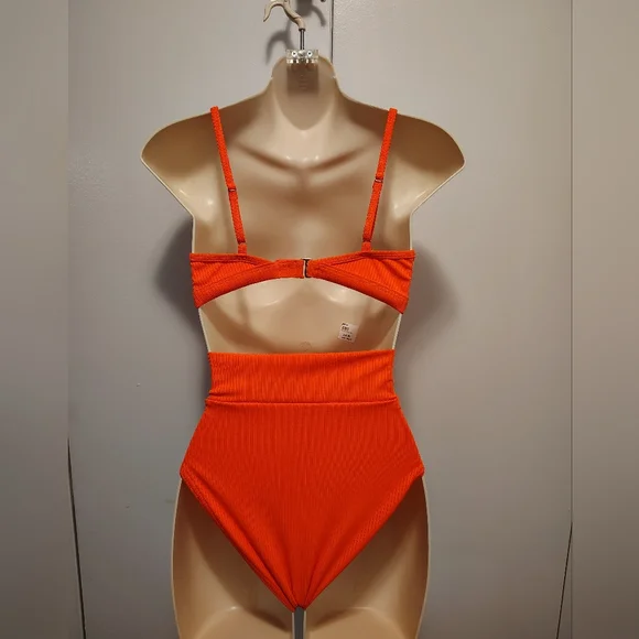 🎄SALE 🔥Revamped Vibrant Orange Bikini with Zipper - Picture 2 of 2